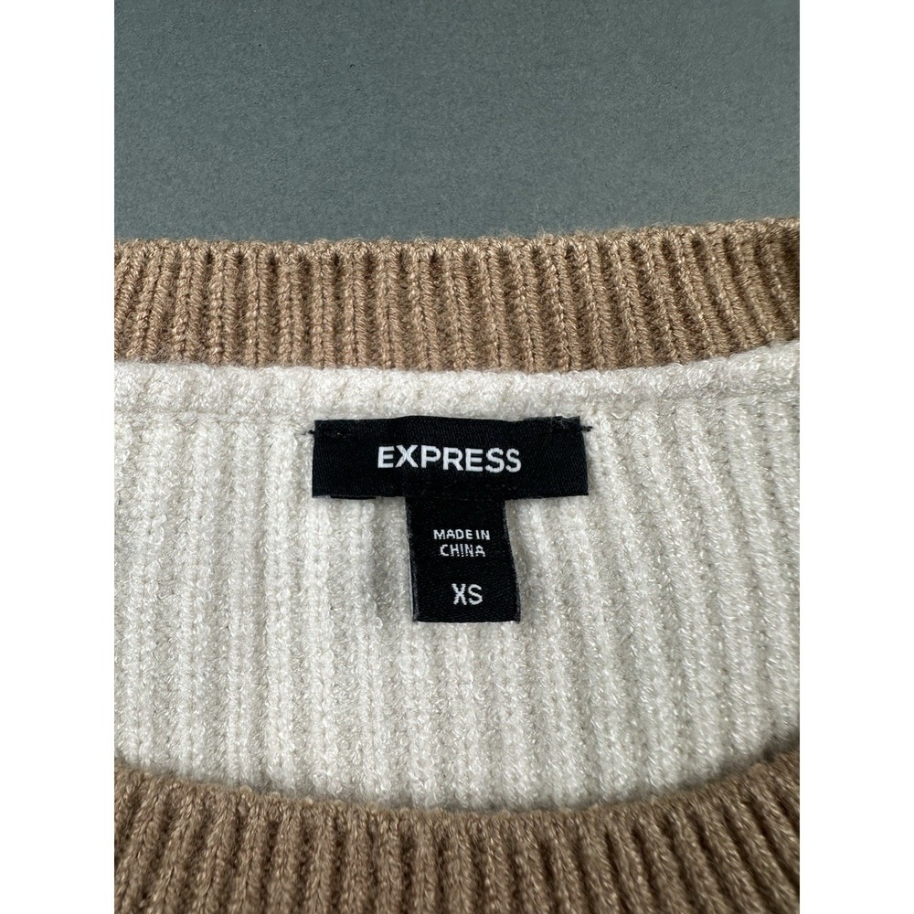 Express Women's Crewneck Pecan Long Sleeved Size XS Relaxed Fit Sweater - Picture 3 of 9